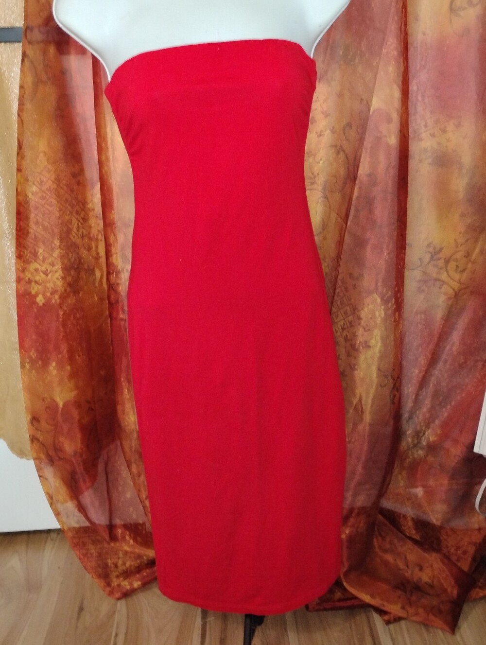 Heart & Hips Strapless Red Midi Bodycon Dress